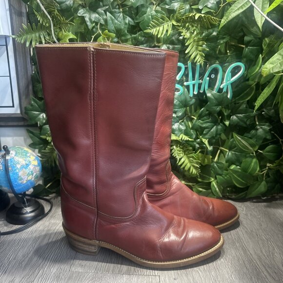 Vtg Frye 60s Classics Campus Boot Red Cognac Round Toe Men’s Size 10.5 EE Wide main image 11